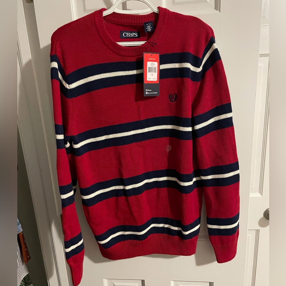 Chaps Red White and Blue Striped NWT Men’s Sweater - Size Small